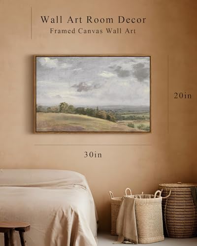 InSimSea Framed Canvas Wall Art Vintage Decor, Large Landscape Wall Art, Wild Field Painting, Rustic Modern Farmhouse Wall Decor for Living Room Bedroom, French Country Decorations, 20"x30" - Image 4