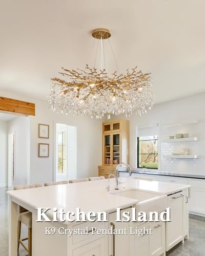 Modern Tree Branch Crystal Chandelier Luxury Gold Crystal Pendant Lighting 40" Contemporary 14-Light Chandeliers for Dining Room Kitchen Bedroom Living Room - Image 4