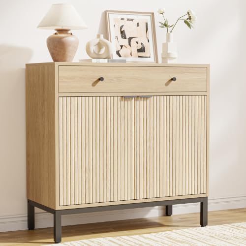 Mericonia Sideboard Buffet Cabinet Storage, Modern Wood Console Fluted Credenza by MERICONIA
