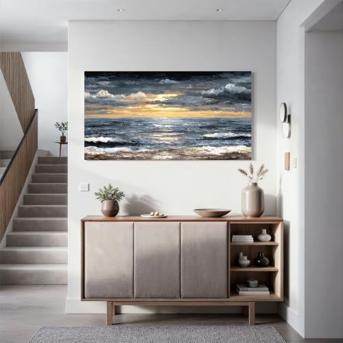 Canvas Wall Art Decor Wall Art Pictures for Living Room Abstract Coastal Wall Art Prints Modern Landscape Wall Art Decorations Abstract Canvas Art Wall Decor Bedroom Office Decor 20" X 40" - Image 5
