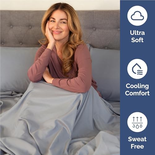 Full Size 4 Piece Sheet Set - Breathable & Cooling Sheets - Steel Blue - Image 4