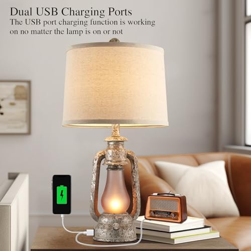Farmhouse Rustic Table Lamps Set of 2, Iron Gray - Image 3