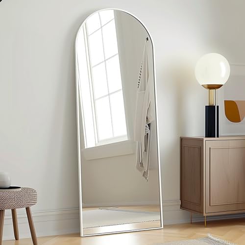 Prywot Arched Full Length Mirror Free Standing, 57"x20" Floor Mirror, White by Prywot