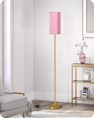 Floor Lamp, Pole with Foot Switch, Modern Standing Lamp Lampshade, Minimalist Freestanding Lamp (Bulb Not Included), for Living Room, Bedroom Office ETL Listed, Gold and Pink DP07LD05 - Image 5