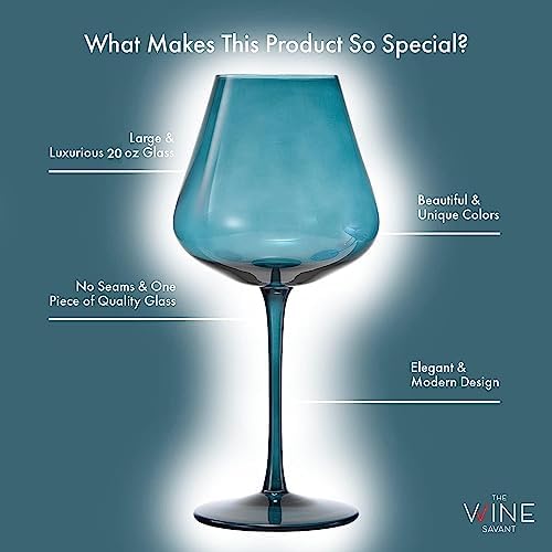Khen Colored Crystal Wine Glass Set of 5, Large 20 OZ Glasses, Summer Flower Bright Italian Style Tall Stemmed Drinkware for Red & White Wine, Water Dinner Glasses, Color Glassware - (Stemmed) - Image 4