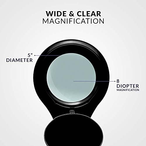 Neatfi LED Magnifying Lamp 1,200 Lumens with Clamp – 5” 8-Diopter Glass Lens, Dimmable Task Light | Adjustable Arm | Reading, Sewing & Crafting (Black, 8-Diopter) - Image 3