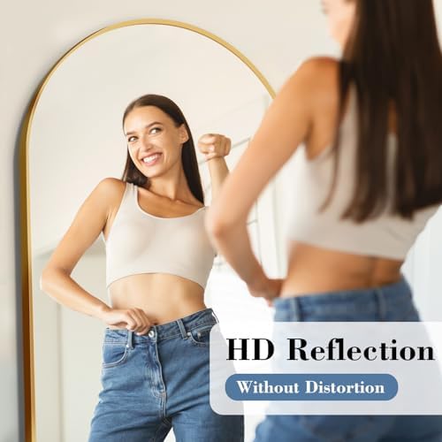 DUMOS 65"x24" Arched Full Length Mirror with Stand, Full Body Floor Mirror - Image 3