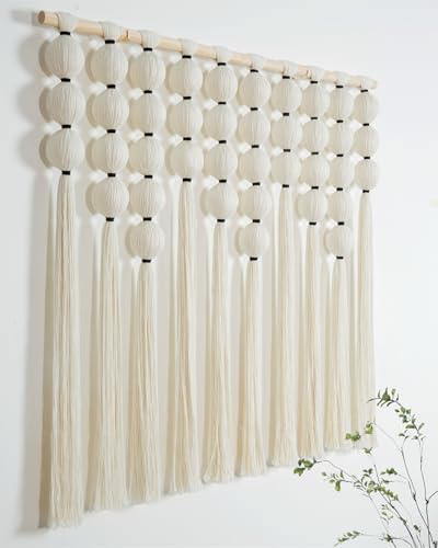 Large Macrame Wall Hanging, Boho Ball Tapestry Cotton Art Decor, 39” x 38" - Image 5