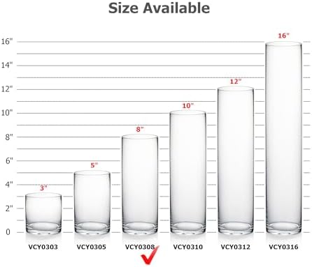 WGVI Quality Thick Clear Cylinder Glass Vases, 3" W x 8" H, Bud Vase Skinny Narrow Floral Bouquet Flower Container for Wedding Centerpieces Tabletop Home Accent Décor Brush Pen Holder, 1 Piece - Image 3