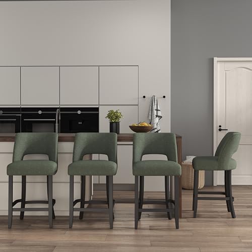 VKNOW Bar Stools Set of 4, 26" Upholstered Counter Height Bar Stools - Image 3