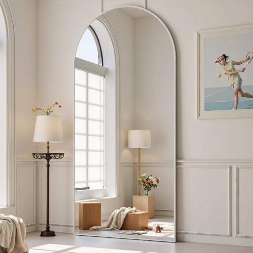 Dewfig Full Length Mirror, 70"x26" Arched Full Body Mirror, White by YourSpacePerfectlyReflected