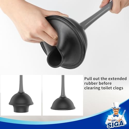 MR.SIGA Toilet Plunger and Bowl Brush Combo for Bathroom Cleaning, Gray - Image 3