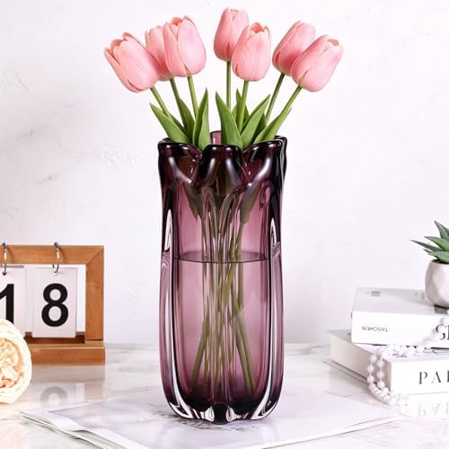 KAMMAK Glass Vase,Colored Hand Blown Decorative Vase - Image 3