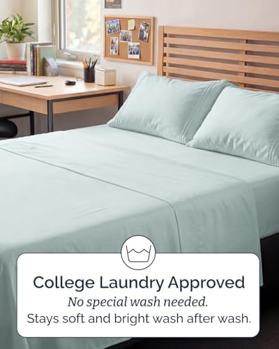 Full XL Sheets - 4 Piece Full XL Sheet Set - Cool & Breathable - Ice Blue - Image 6