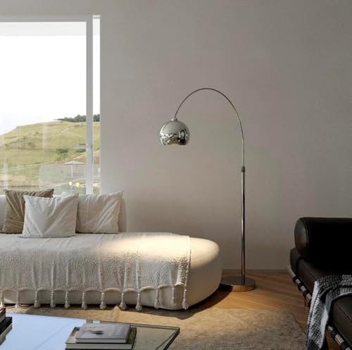 Modern Arc Floor Lamp with Chrome Dome Shade, Height Adjustable 59-74in, for Living Room Bedroom Study,Office,Industrial Style Decorative Lights (Sliver) - Image 6