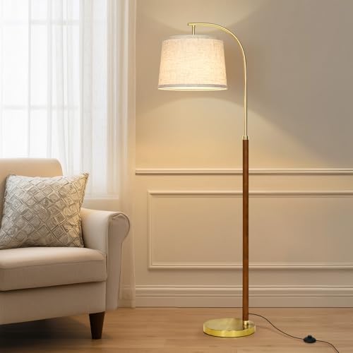 CINKEDA Wood Arc Floor Lamp,63" Tall Mid Century Modern Standing Lamp with Foot Switch & 3 Color Temperatures,Vintage Floor Lamps for Living Room Bedroom Office Reading Corner (Bulb Included),Walnut-A - Image 6