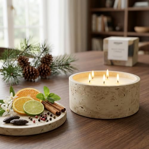 3-Wick Scented Candle-American Sandalwood,Soy Coconut Wax Blend Candle with Acacia Wood Lid,21oz Large Candle,45-Hour Long Burning,Aromatherapy Candle for Home Decor - Image 3