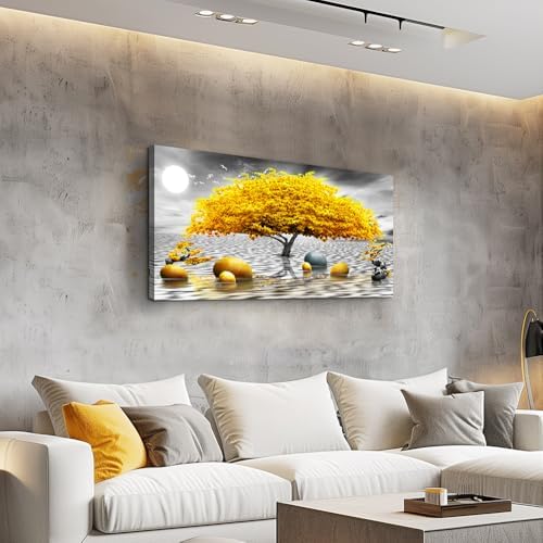 Wall decorations for living room Canvas Wall Art for bedroom Abstract wall decor Black and white Canvas Art Yellow tree paintings bathroom Home Decoration Hang Pictures Office large Wall Artworks - Image 2