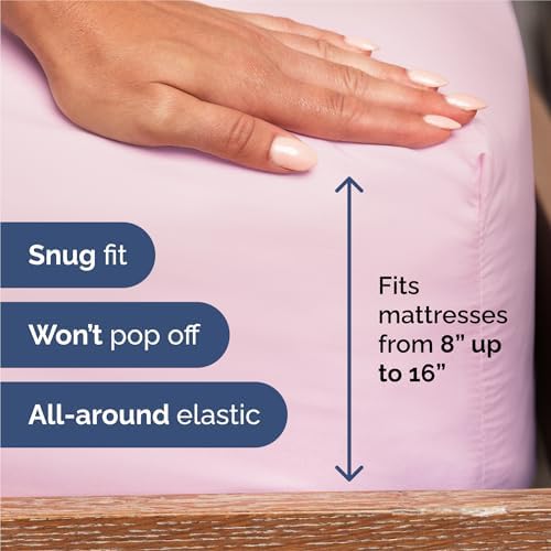 Split King Size 5 Piece Sheet Set - Comfy Breathable & Cooling - Light Pink - Image 3