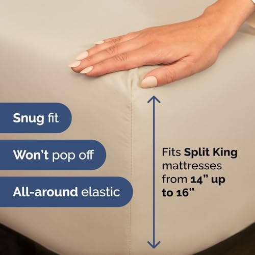 Flex Top Split Head King 4 Piece Sheet Set - Ultra-Soft, Breathable - Wheat - Image 4