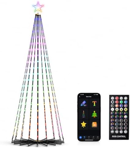 Mystical Glow Cone String Lights, 8ft 340 LEDs Multi-Color Fairy Lights with Smart App Control, 100+ Dynamic Scene Modes, Music Sync, Waterproof Outdoor Valentines Tree for Year-Round Celebrations by Unknown