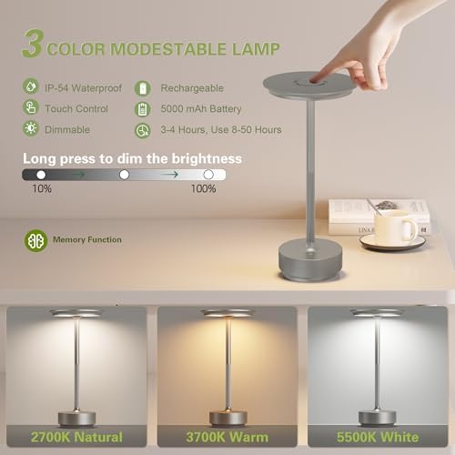Cordless LED Table Lamps, Built-in 5000mAh,Battery Rechargeable - Image 2