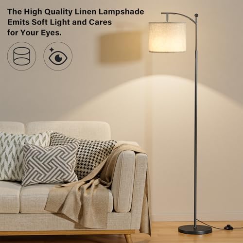 Ambimall 60" Floor Lamp with Remote and Stepless Dimmable Bulb, Grey Shade - Image 6
