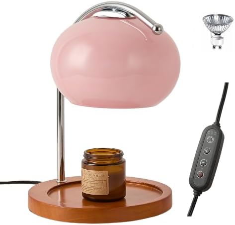 Pink Glass Candle Warmer Lamp, Bauhaus Design, Timer & Dimmer by Unknown