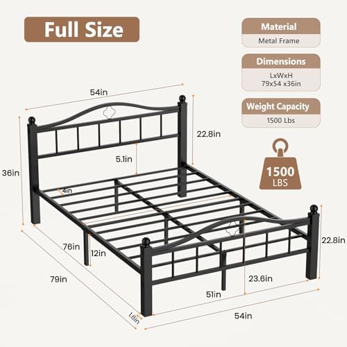 Metal Full Size Bed Frames with Headboard & Footboard - Image 2