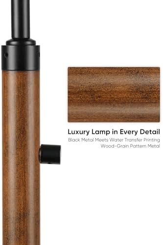 Dimmable Floor Lamp for Living Room, 65" Tall Metal Standing Lamp with LED Bulb, Mid Century Modern Arc Floor Lamp with Linen Shade for Bedroom, Reading Room, Office & Nursery, Black and Rustic Brown - Image 3