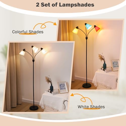 3-Light Floor Lamp LED Medusa Muiti-Head Adjustable Arc Neck Standing Lamp - Image 3
