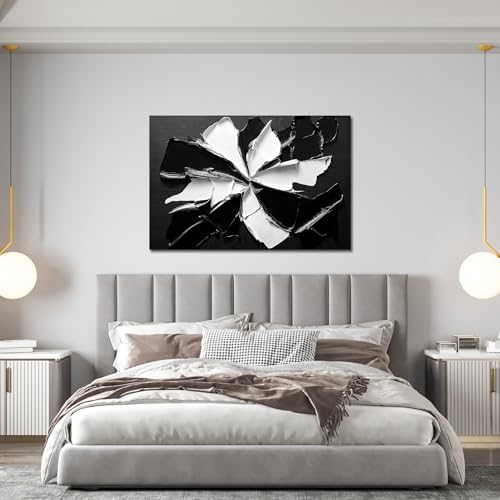 Abstract Wall Art Decor Modern Wall Art Pictures for Living Room Minimalist Black and White Wall Art Prints Abstract Canvas Art Wall Decor Flowers Artwork for Walls Home Office Decorations 24" X 36" - Image 2