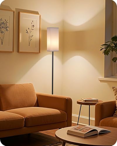 2Pack 64.2” Dimmable Floor Lamp for Living Room with Remote & Foot Switch, Corner Floor Lamp for Bedroom, Includes A19 Bulb, Modern Standing Tall Lamp, ETL Listed White and Black CW17LDP205 - Image 5