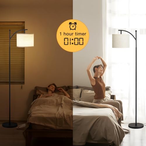 Ambimall 60" Floor Lamp with Remote and Stepless Dimmable Bulb, Black Pole - Image 5