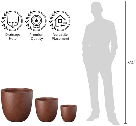 Kante Accent Round Bowl Rusty Concrete Planter 14" Dia, Outdoor - Image 7