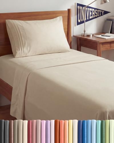 Twin XL 3 Piece Sheet Set - College Dorm Room Essentials - Wheat by CGKUnlimited