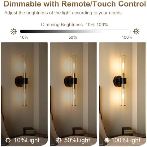 Black Gold Battery Operated Wall Sconces Set of 2, Wireless Sconce Light - Image 3