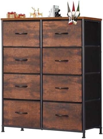 DUMOS Dresser for Bedroom with 8 Drawers, Clothes Drawer Fabric Closet Organizer, Cloth Dresser with Metal Frame and Wood Tabletop Chest Storage Tower for Kids Room, Nursery, Living Room, Entryway by DumosLifestyle