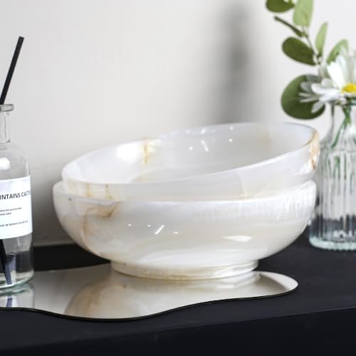 Luxury Decorative White Onyx Bowl, Large Key Bowl For Decor - Image 6