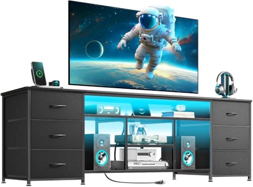 Furologee 63 Inch LED TV Stand, Entertainment Center, Black by Furologee