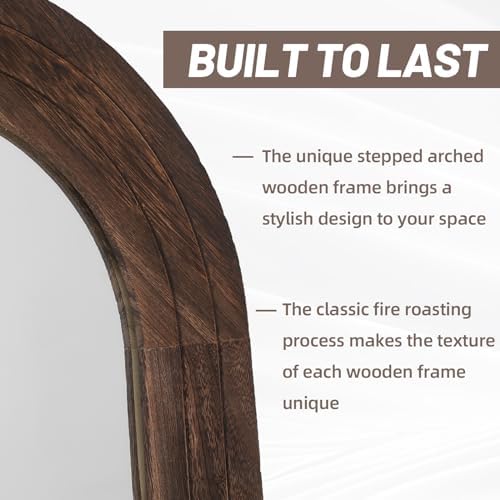 ZHUNFA Arched Full Length Mirror with Solid Wood Frame - Image 4
