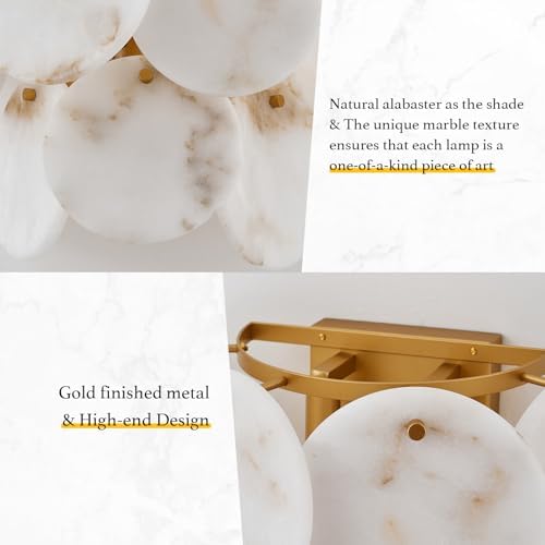 Modern Farmhouse Wall Sconces, Alabaster Sconce Lighting for Living Room, Marble Sconce Wall Light Fixtures for Bedroom Entryway Bathroom, 1 Pack - Image 3
