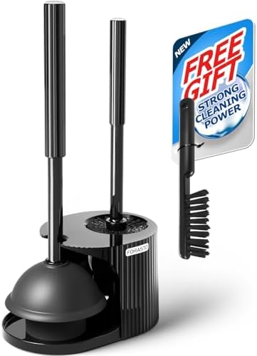 FORASTO 3in1 Toilet Plunger and Brush Set - Home Bathroom Cleaning Tools by FORASTO