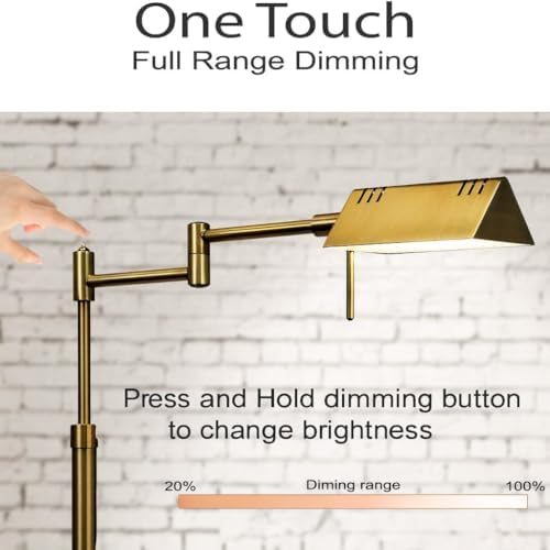 O'Bright Brook Adjustable Dimmable LED Pharmacy Floor Lamp, Antique Brass - Image 3