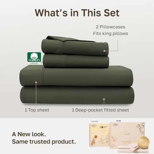 California Design Den Soft 100% Cotton Sateen King Size Sheets Set, 4 Pcs - Image 3