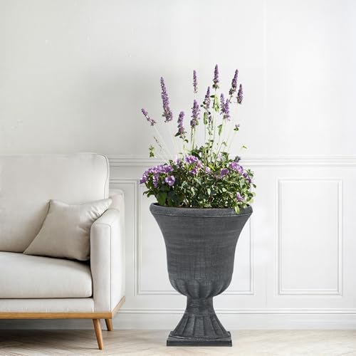 Autodaya 22" Large Pots for Plants Outdoor, Washed Black Planters Set of 2 - Image 6