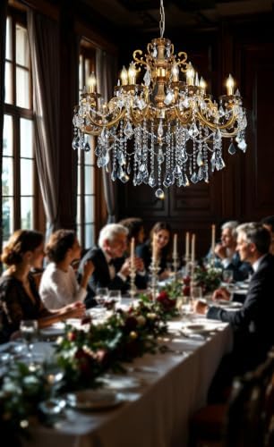 Modern Crystal Chandelier Antique Gold Chandelier Luxury 36.4" - Image 2