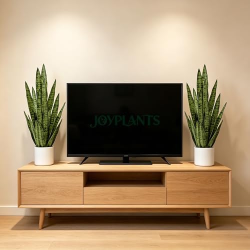 Fake Snake Plant 3FT, 35in Artificial Potted Plant with White Pot - Image 2