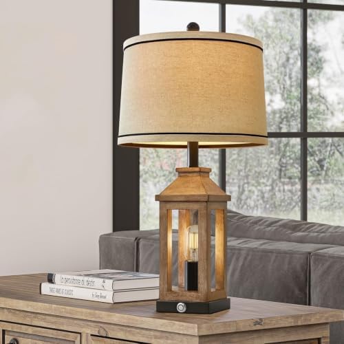 G-SAFAVA 23.75" Farmhouse Table Lamps USB A+C Charging Ports 3-Way Dimmable - Image 2