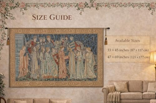 William Morris Knights Departure Tapestry Wall Hanging 33 x 45 in - Image 2